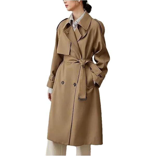 Amazon.com: ZYTECO Women's Lapel Double-Breasted Trench Coat
